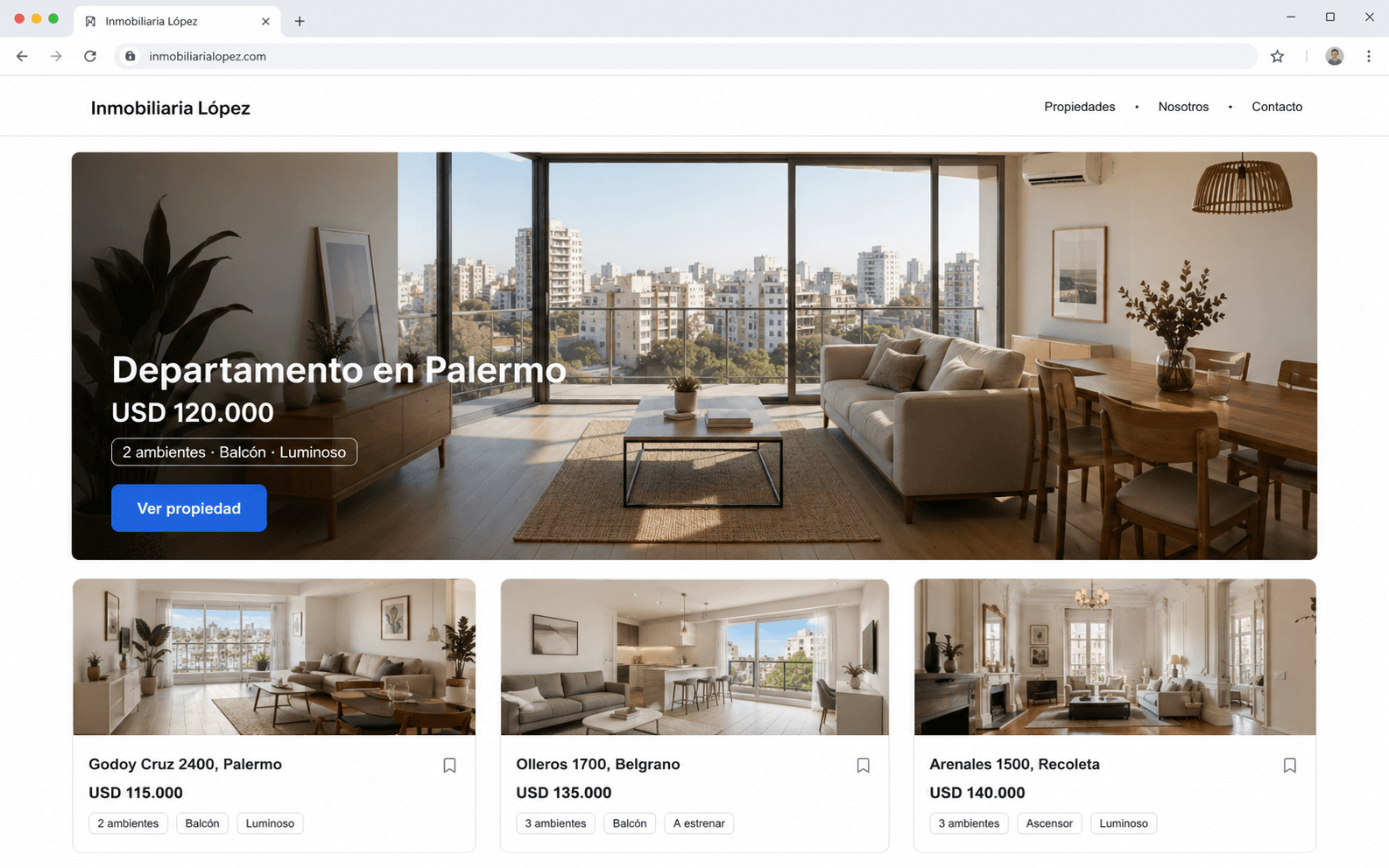 Sitio web generado por VisualProp